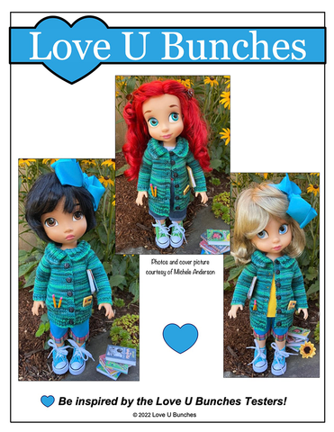 Love U Bunches Knitting Library Sweater Doll Clothes Knitting Pattern For 16" Animator Dolls Pixie Faire