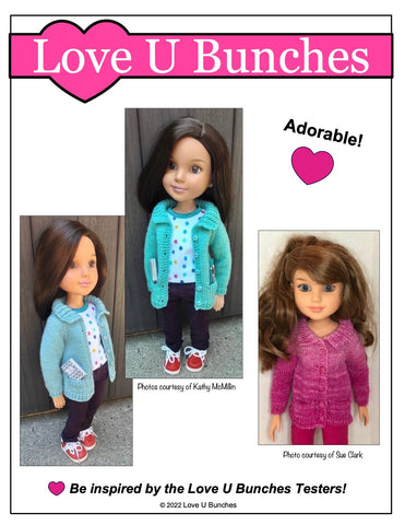 Love U Bunches Knitting Library Sweater Doll Clothes Knitting Pattern For BFC, Ink Dolls Pixie Faire