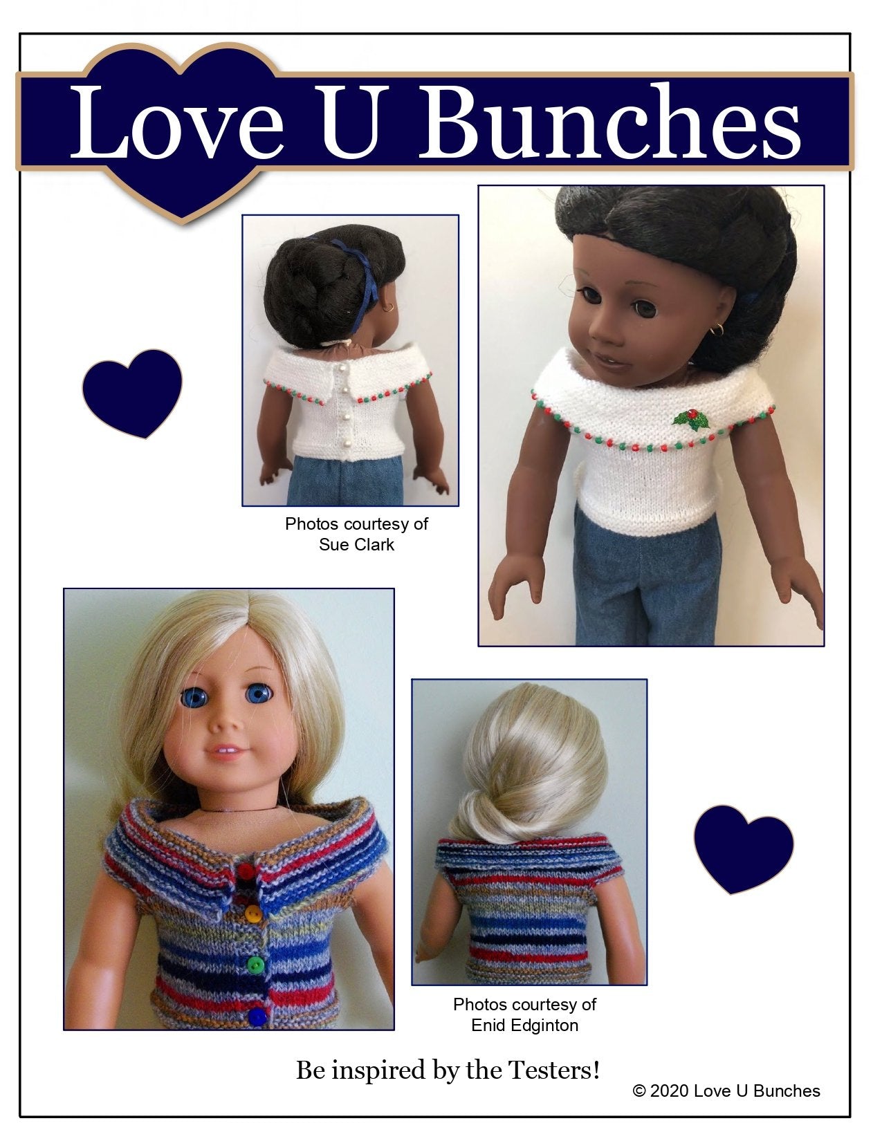 Love U Bunches Knitting Beaded Beauty Doll Clothes Knitting Pattern for 18 Inch Dolls Pixie Faire