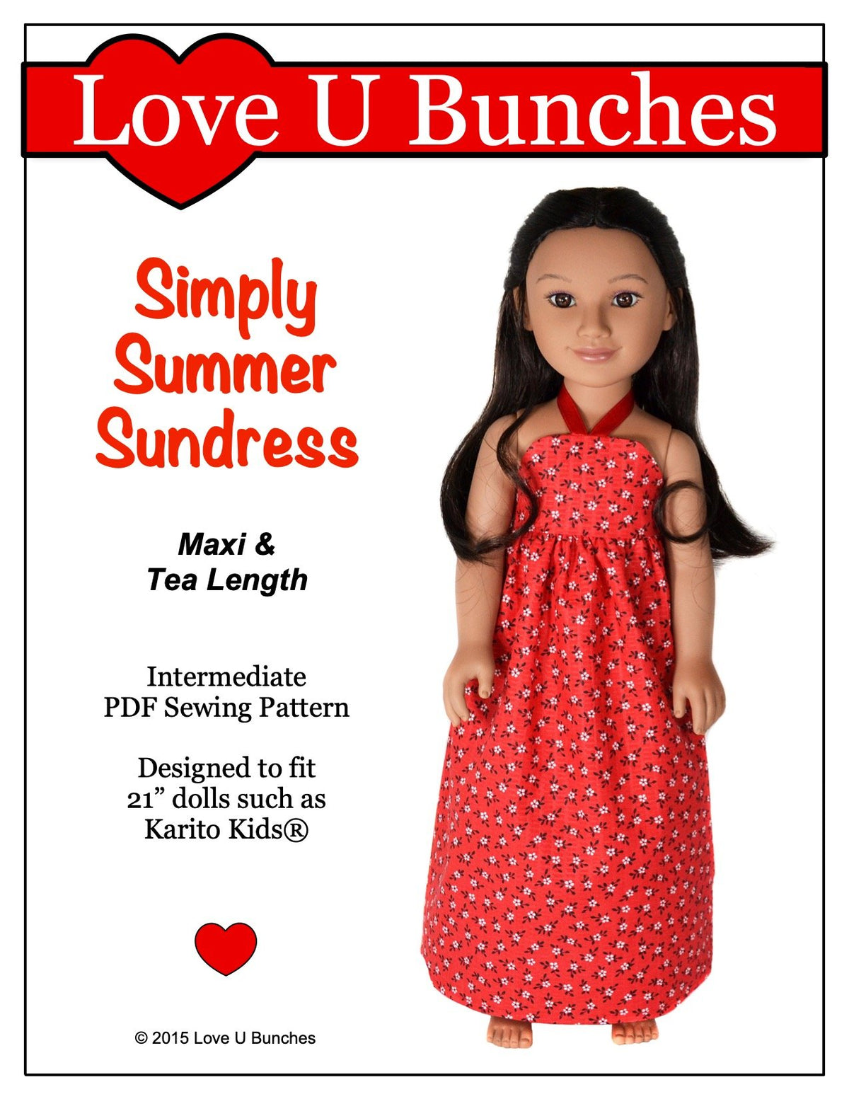 Love U Bunches Karito Kids Simply Summer Sundress Pattern for 21" Karito Kids Dolls Pixie Faire