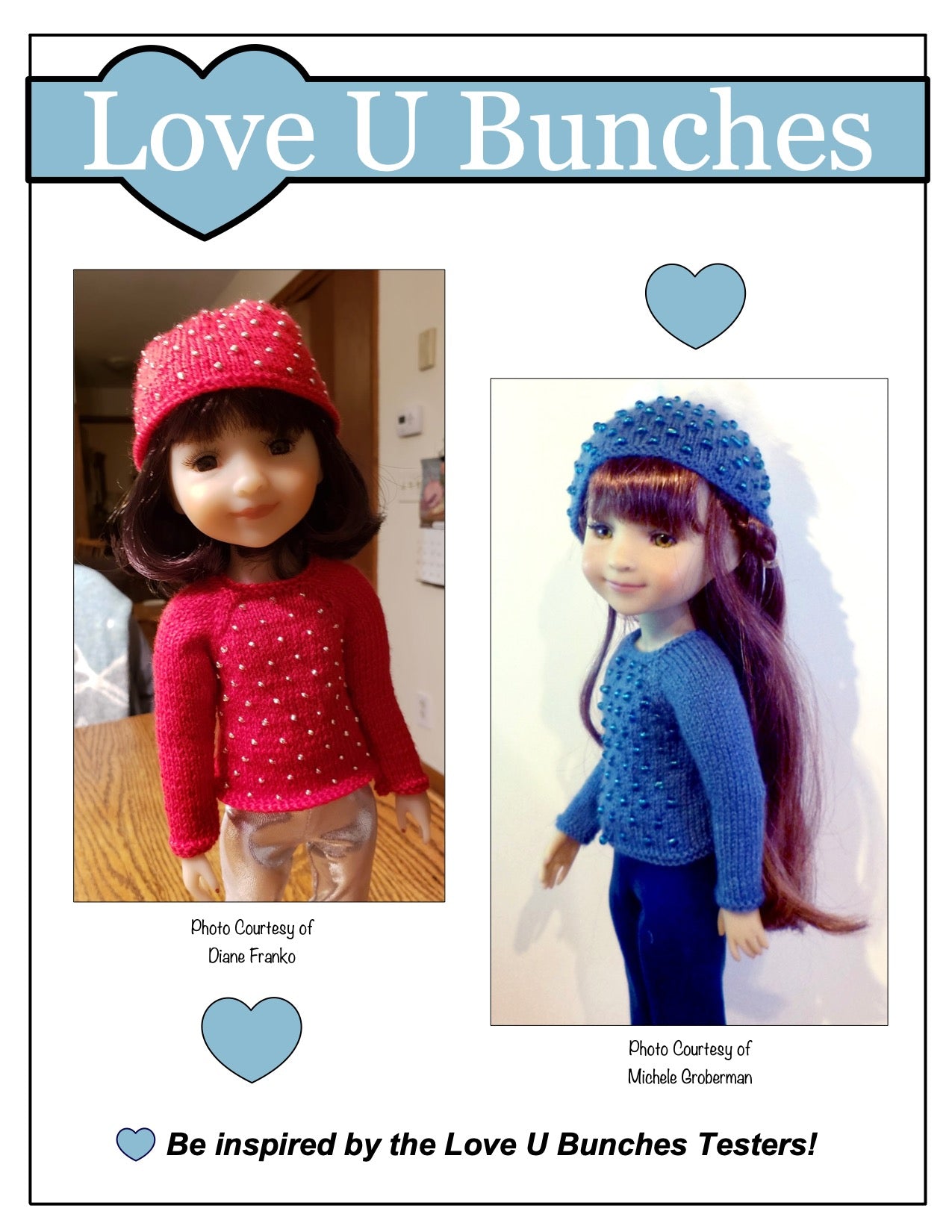Love U Bunches Knitting Let it Snow! Knitting Pattern For 15" Ruby Red Fashion Friends Dolls Pixie Faire