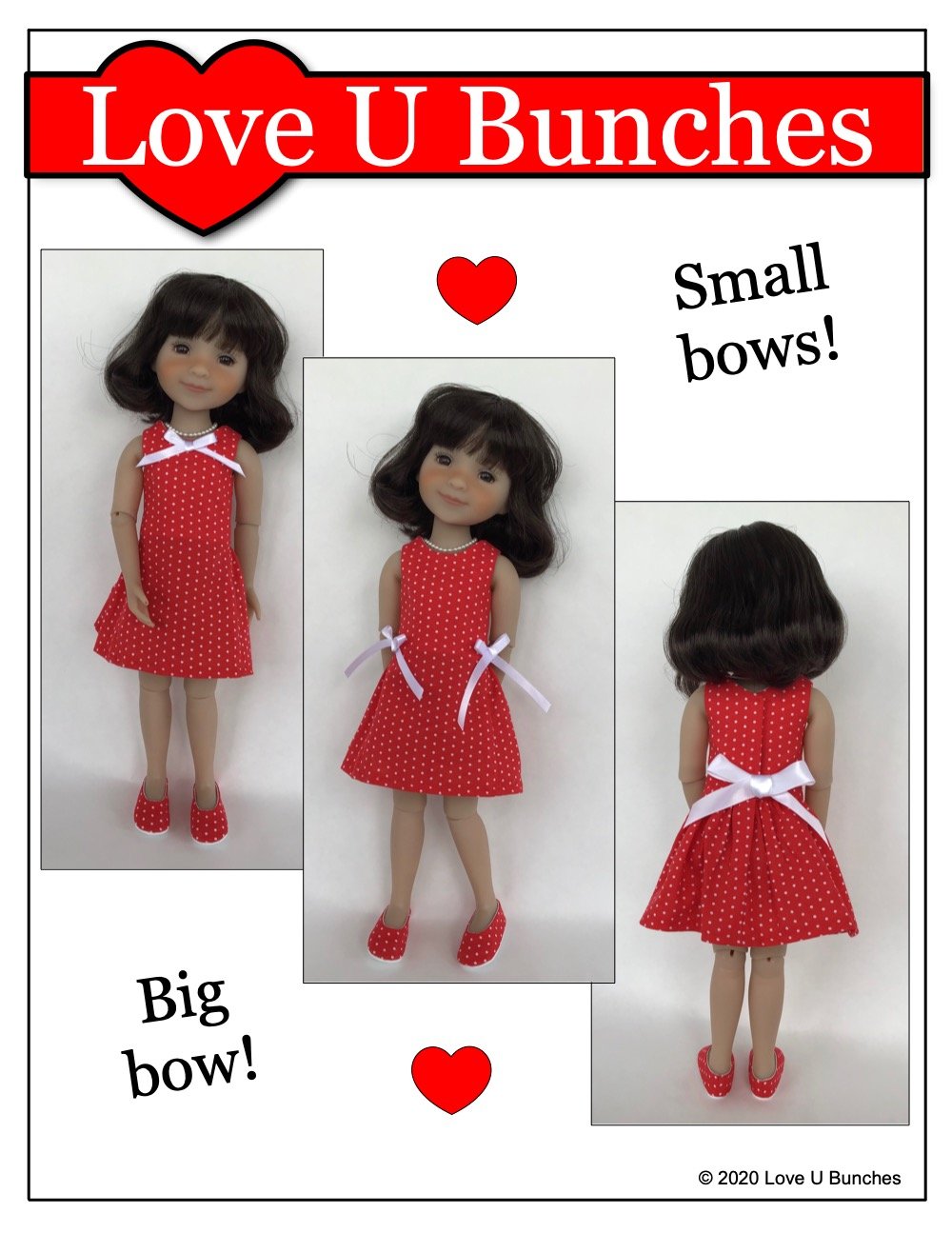 Love U Bunches Ruby Red Fashion Friends Polka Dot Party Dress Doll Clothes Pattern For Ruby Red Fashion Friends Pixie Faire