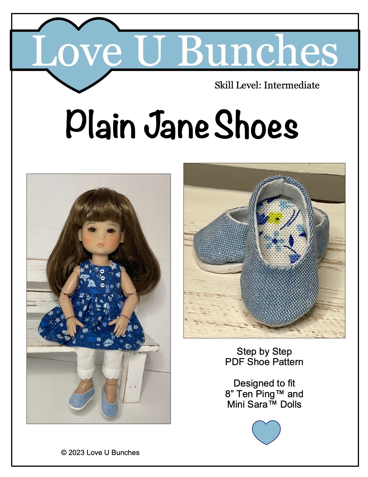 Love U Bunches 8" BJD Plain Jane Shoes for 8" BJD Dolls - Ten Ping™, Mini Sara™ Pixie Faire