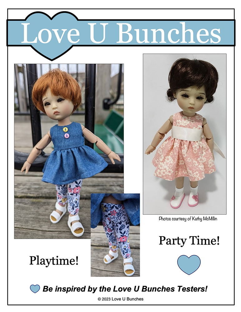 Love U Bunches Summer Dress Doll Clothes Pattern 8 Inch BJD