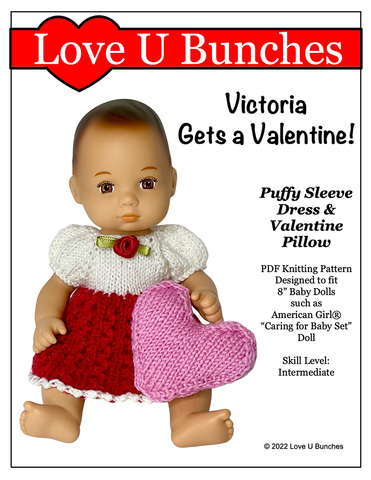 Love U Bunches 8" Baby Dolls Victoria Gets a Valentine! 8" Baby Doll Knitting Pattern Pixie Faire