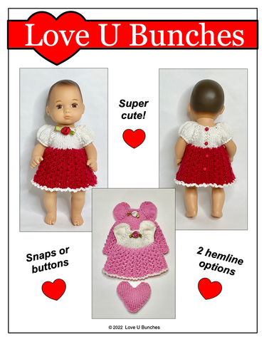 Love U Bunches 8" Baby Dolls Victoria Gets a Valentine! 8" Baby Doll Knitting Pattern Pixie Faire