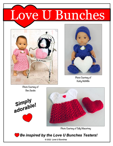 Love U Bunches 8" Baby Dolls Victoria Gets a Valentine! 8" Baby Doll Knitting Pattern Pixie Faire