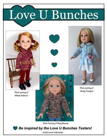 Love U Bunches Knitting Library Sweater Doll Clothes Knitting Pattern For 14.5 Inch Dolls Pixie Faire