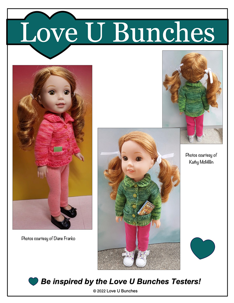 Love U Bunches Knitting Library Sweater Doll Clothes Knitting Pattern For 14.5 Inch Dolls Pixie Faire