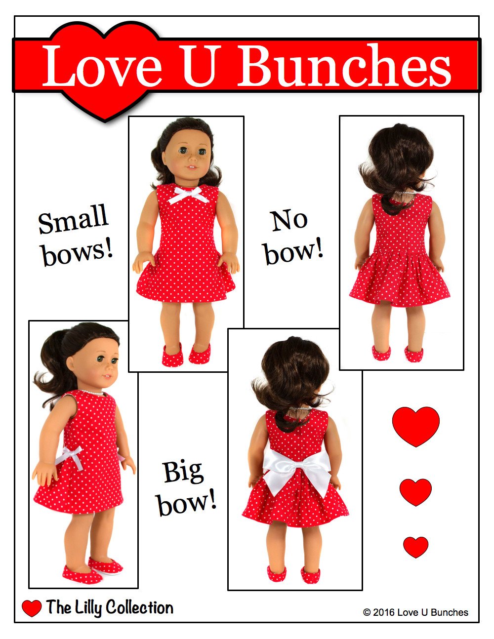 Love U Bunches 18 Inch Modern Polka Dot Party Dress 18" Doll Clothes Pixie Faire