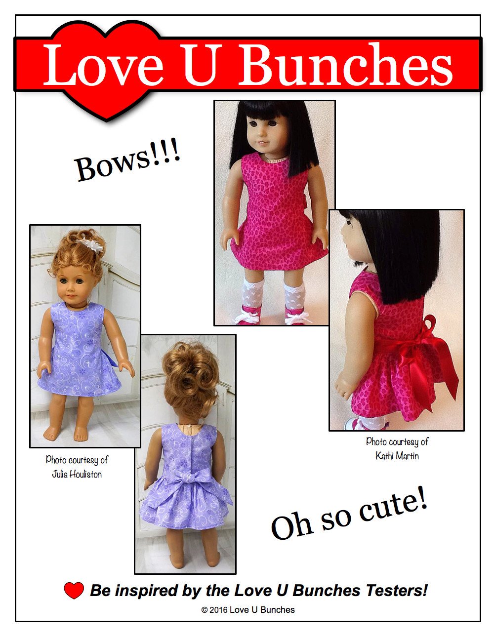 Love U Bunches 18 Inch Modern Polka Dot Party Dress 18" Doll Clothes Pixie Faire