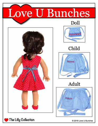 Love U Bunches 18 Inch Historical Retro Apron for Girls and Dolls Pixie Faire