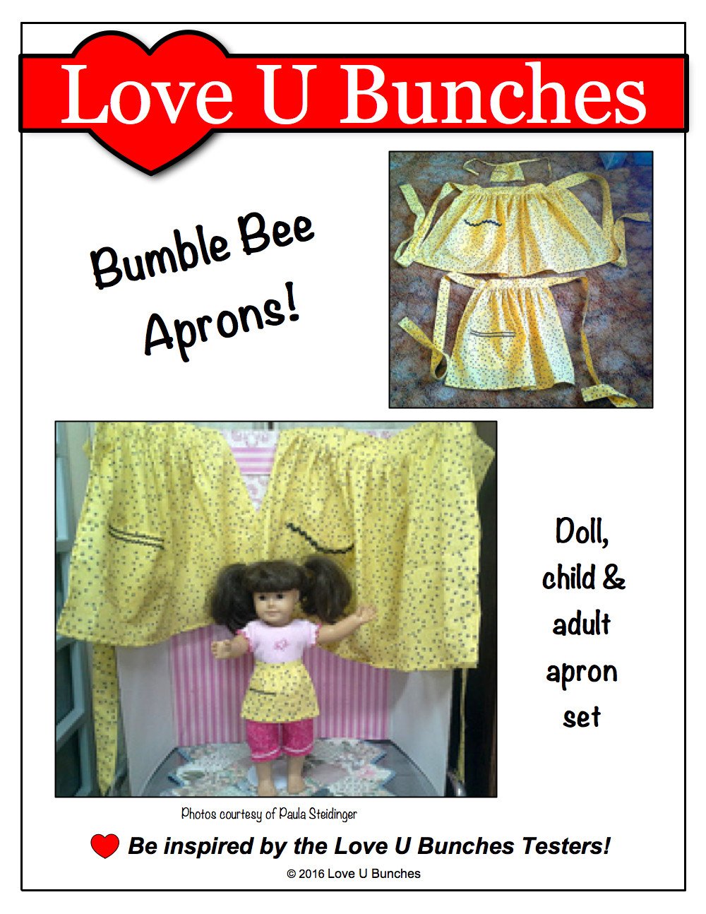 Love U Bunches 18 Inch Historical Retro Apron for Girls and Dolls Pixie Faire