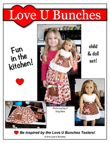 Love U Bunches 18 Inch Historical Retro Apron for Girls and Dolls Pixie Faire