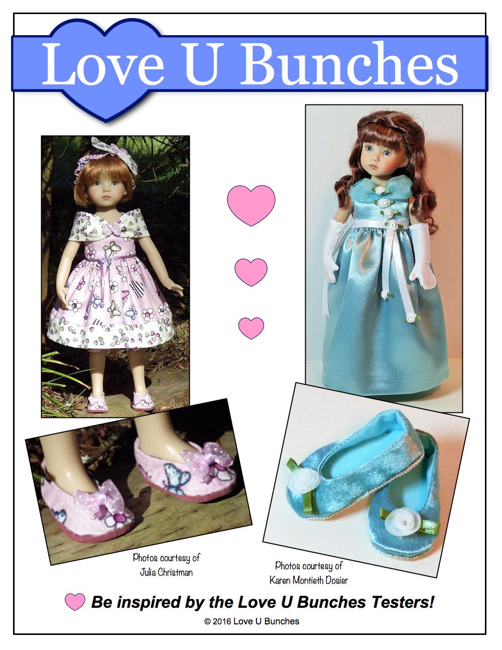 洋書 FOR THE LOVE DOLLS Love U Bunches Plain Jane Shoes Doll Clothes Pattern 13 inch