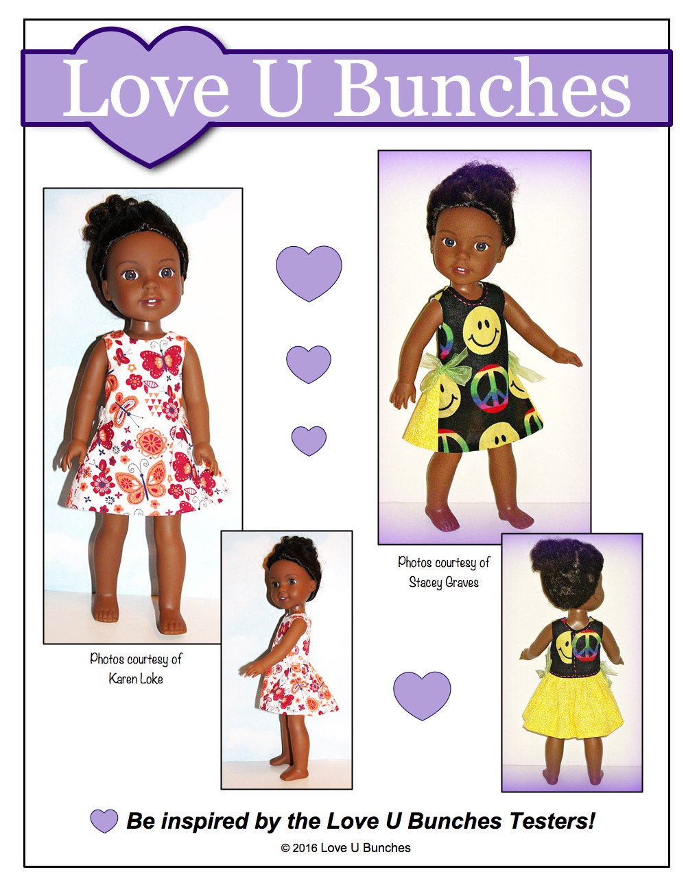 Love U Bunches WellieWishers Polka Dot Party Dress 14.5" Doll Clothes Pattern Pixie Faire