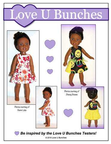 Love U Bunches WellieWishers Polka Dot Party Dress 14.5" Doll Clothes Pattern Pixie Faire
