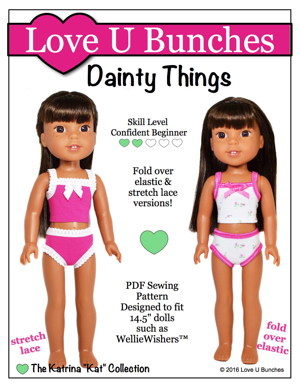 Love U Bunches WellieWishers Dainty Things 14.5" Doll Clothes Pattern Pixie Faire