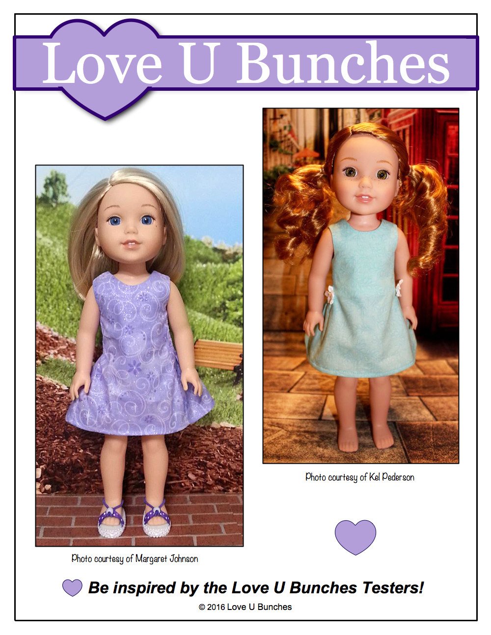 Love U Bunches WellieWishers Polka Dot Party Dress 14.5" Doll Clothes Pattern Pixie Faire