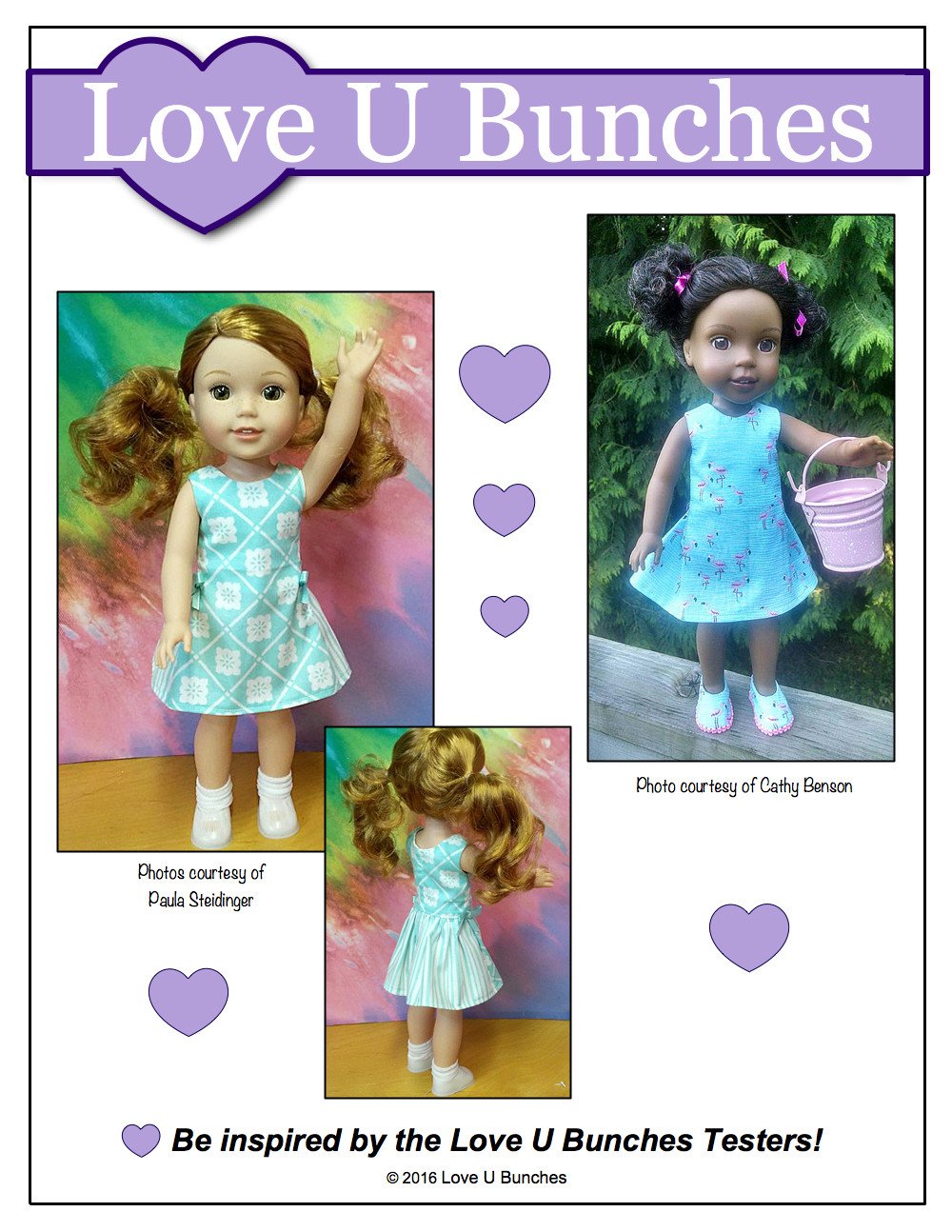 Love U Bunches WellieWishers Polka Dot Party Dress 14.5" Doll Clothes Pattern Pixie Faire