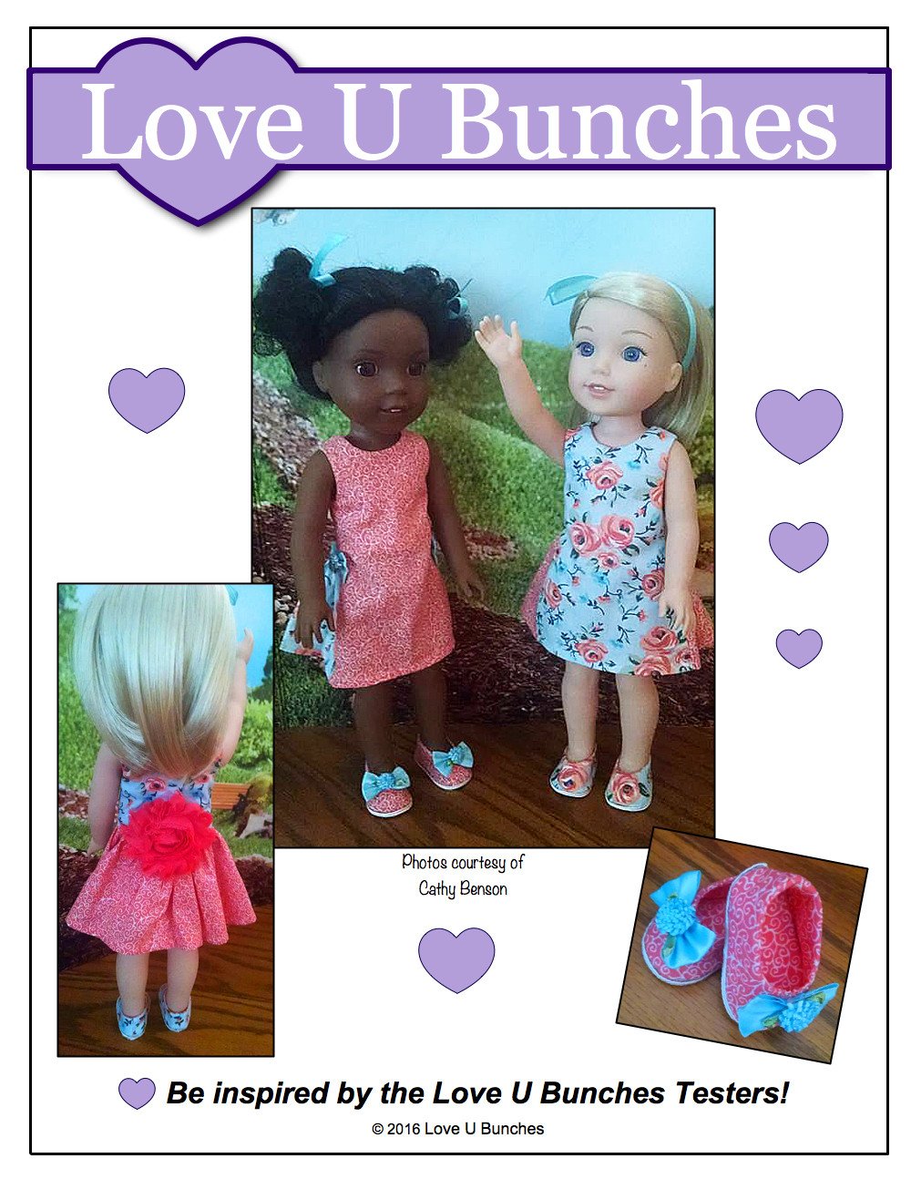 Love U Bunches WellieWishers Polka Dot Party Dress 14.5" Doll Clothes Pattern Pixie Faire