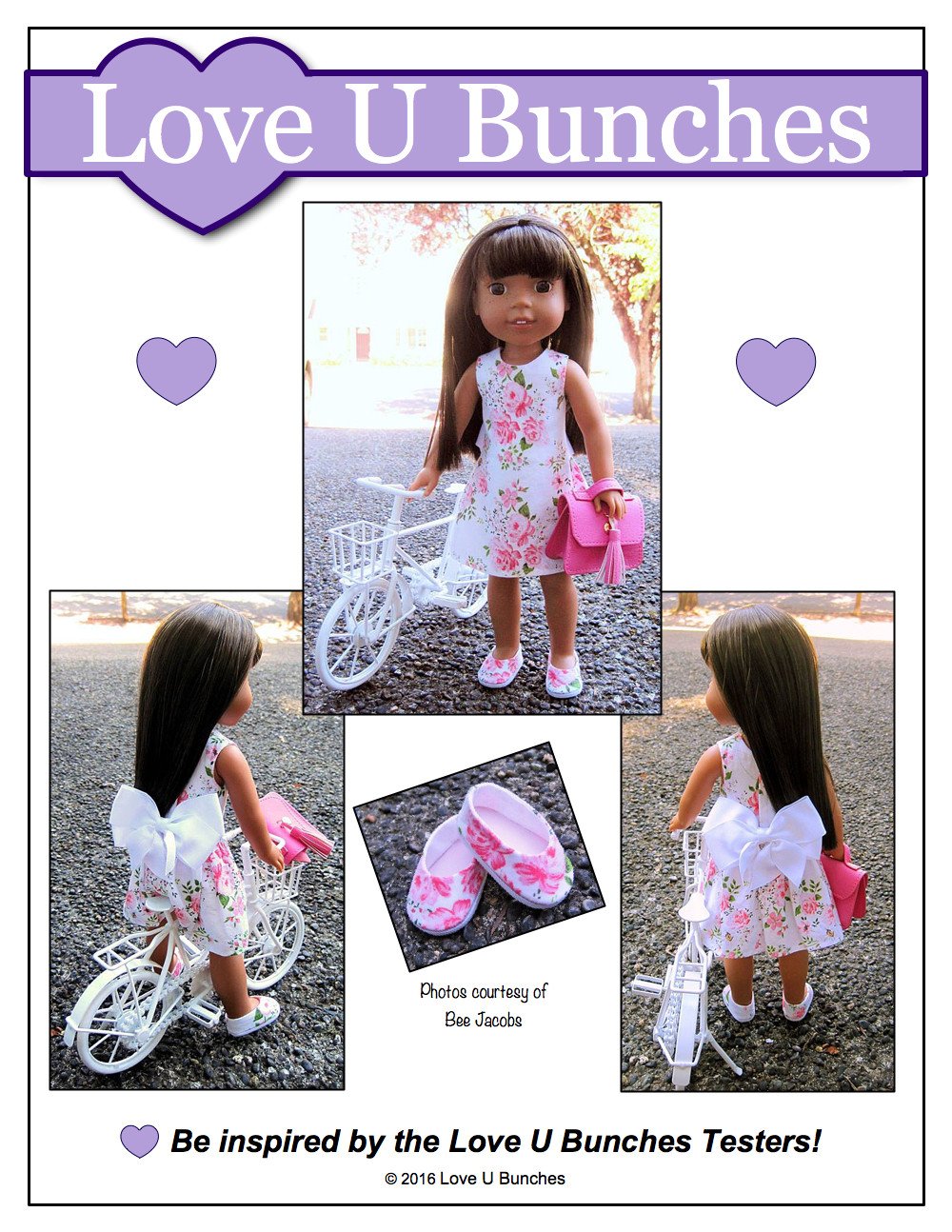 Love U Bunches WellieWishers Polka Dot Party Dress 14.5" Doll Clothes Pattern Pixie Faire