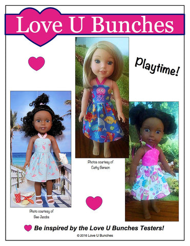 Love U Bunches WellieWishers Simply Summer Sundress 14.5" Doll Clothes Pattern Pixie Faire