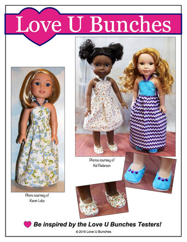 Love U Bunches WellieWishers Simply Summer Sundress 14.5" Doll Clothes Pattern Pixie Faire