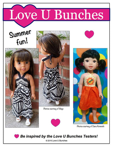 Love U Bunches WellieWishers Simply Summer Sundress 14.5" Doll Clothes Pattern Pixie Faire