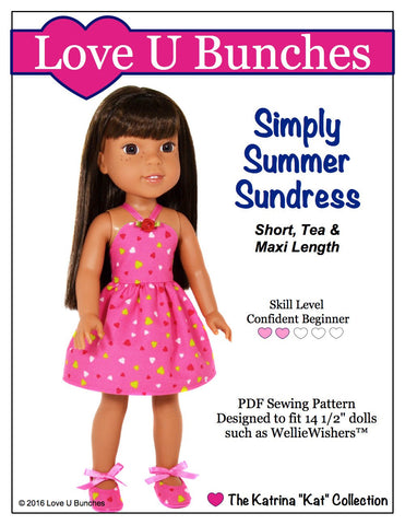 Love U Bunches WellieWishers Simply Summer Sundress 14.5" Doll Clothes Pattern Pixie Faire