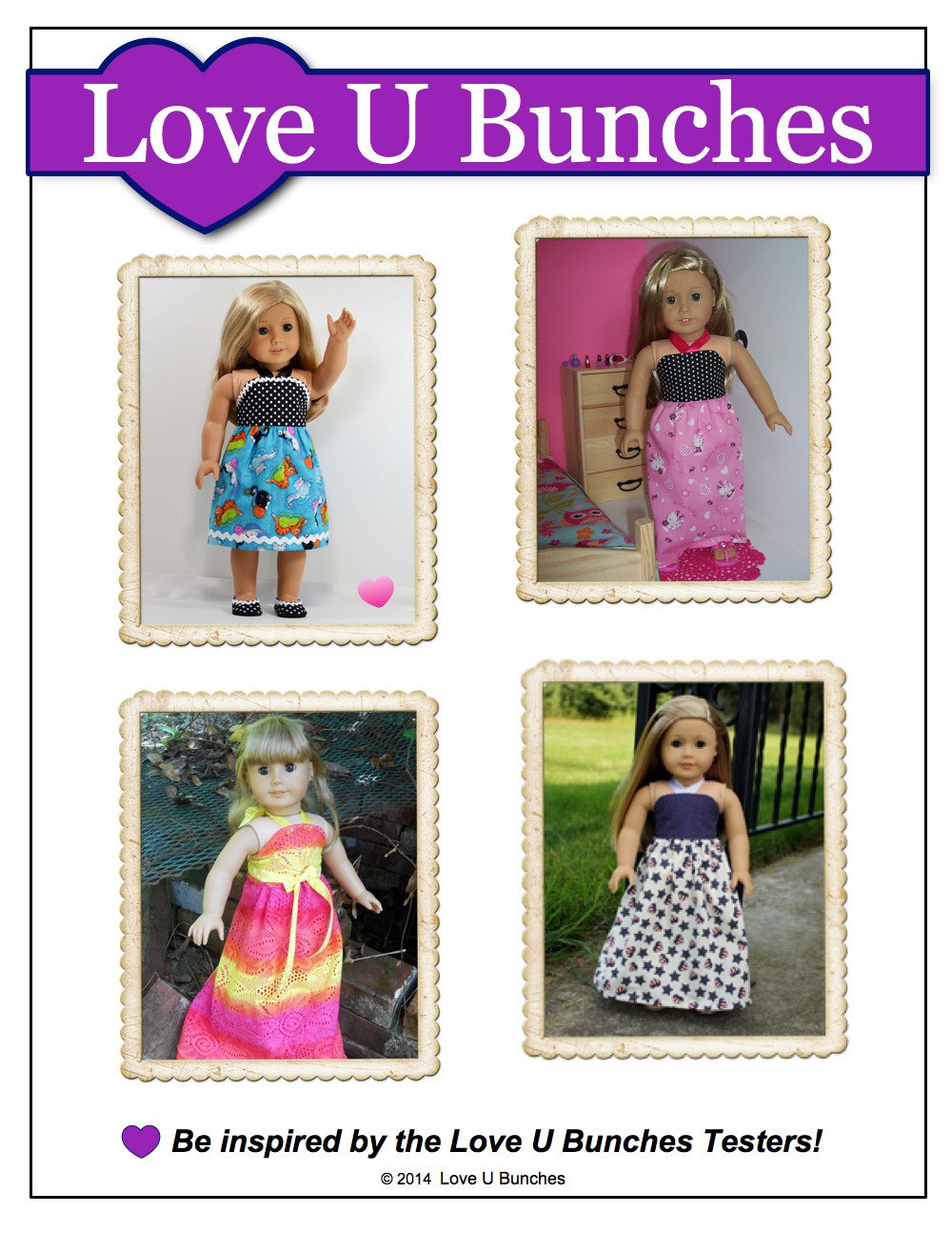 Love U Bunches 18 Inch Modern Simply Summer Sundress 18" Doll Clothes Pattern Pixie Faire