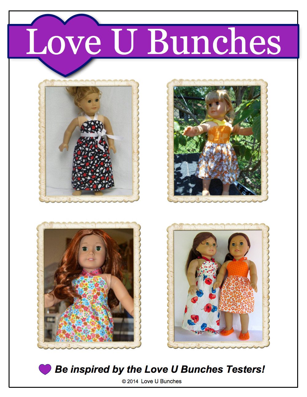 Love U Bunches 18 Inch Modern Simply Summer Sundress 18" Doll Clothes Pattern Pixie Faire