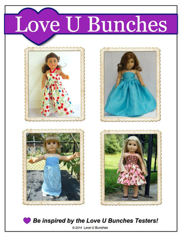 Love U Bunches 18 Inch Modern Simply Summer Sundress 18" Doll Clothes Pattern Pixie Faire