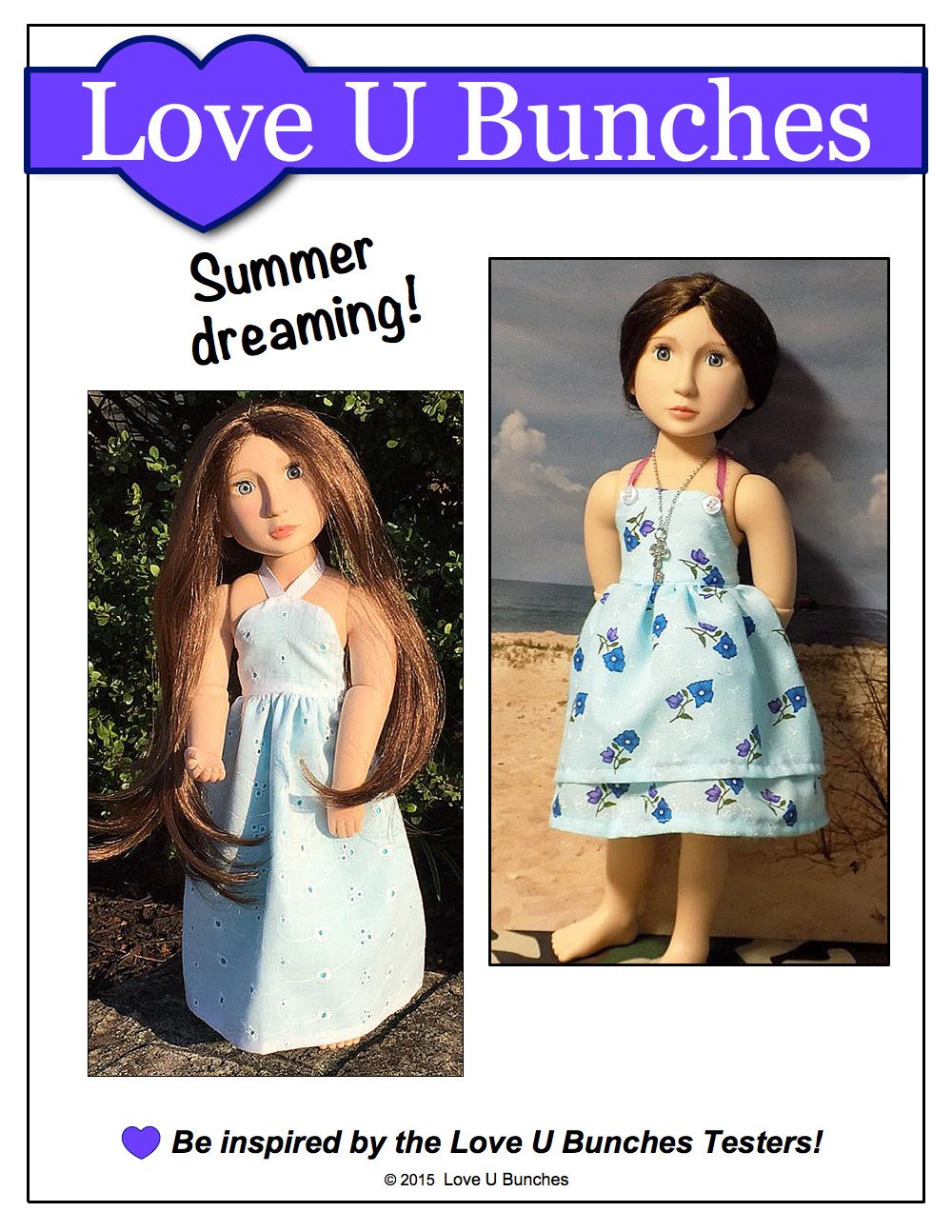 Love U Bunches A Girl For All Time Simply Summer Sundress Pattern for AGAT Dolls Pixie Faire