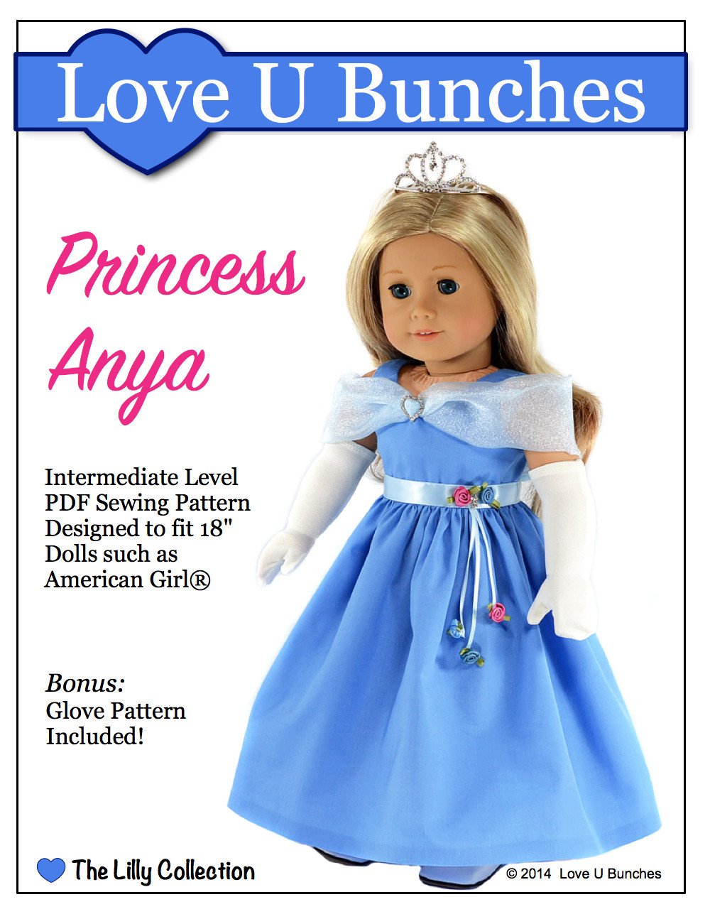 Love U Bunches 18 Inch Modern Princess Anya Dress 18" Doll Clothes Pixie Faire