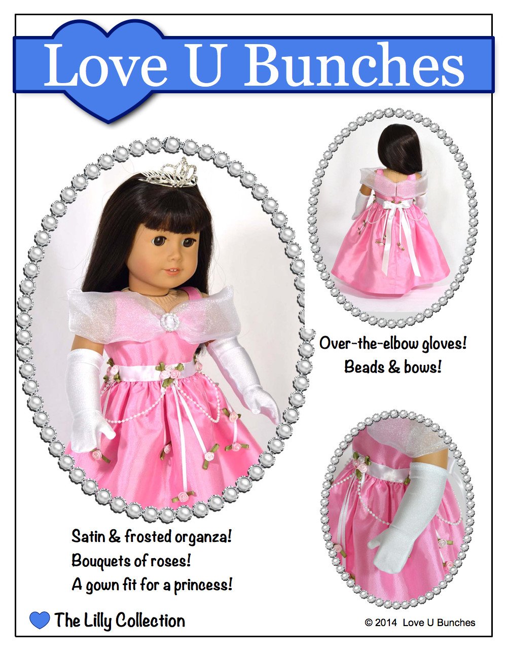Love U Bunches 18 Inch Modern Princess Anya Dress 18" Doll Clothes Pixie Faire