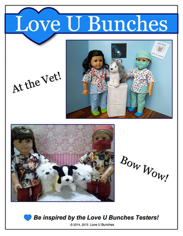 Love U Bunches 18 Inch Modern Scrubs Outfit 18" Doll Clothes Pattern Pixie Faire