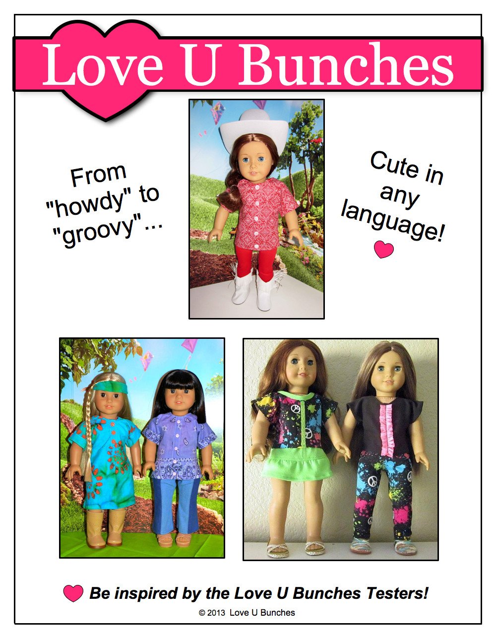 Love U Bunches 18 Inch Modern Bandana Blouse 18" Doll Clothes Pattern Pixie Faire