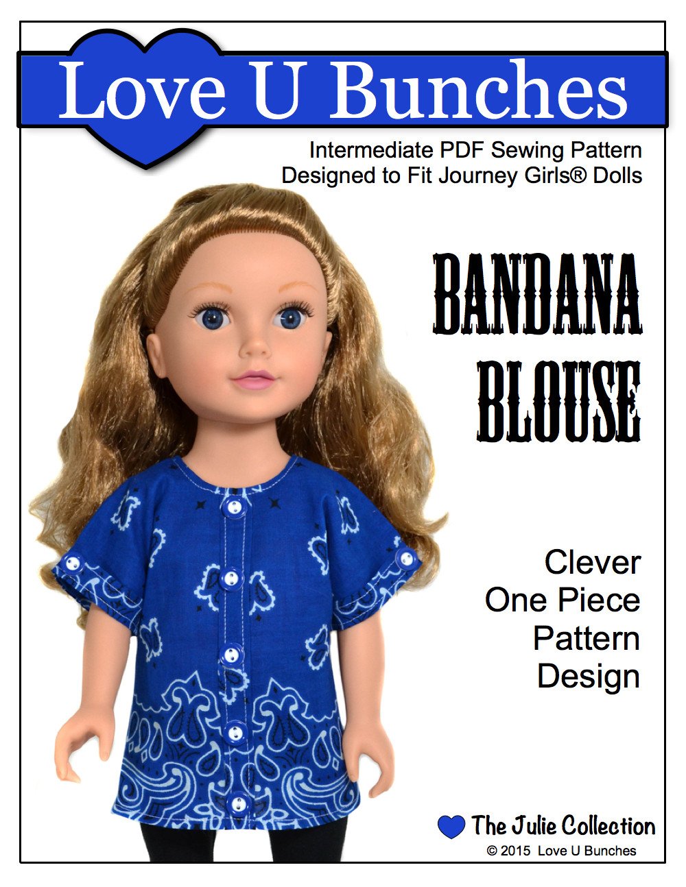Love U Bunches Journey Girl Bandana Blouse Pattern for Journey Girls Dolls Pixie Faire