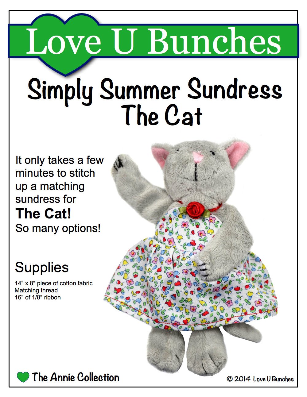 Love U Bunches Kidz n Cats Simply Summer Sundress Pattern for Kidz 'n' Cats Dolls & The Cat Pixie Faire