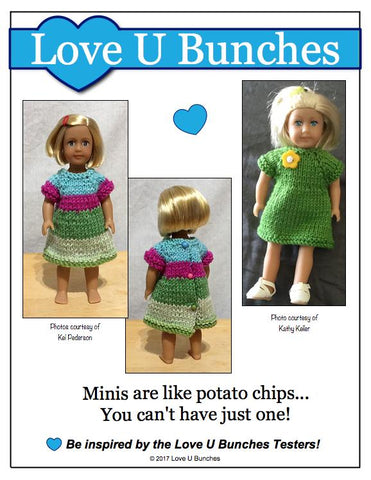 Love U Bunches Mini Mini Dresses Knitting Pattern for Mini Dolls Pixie Faire