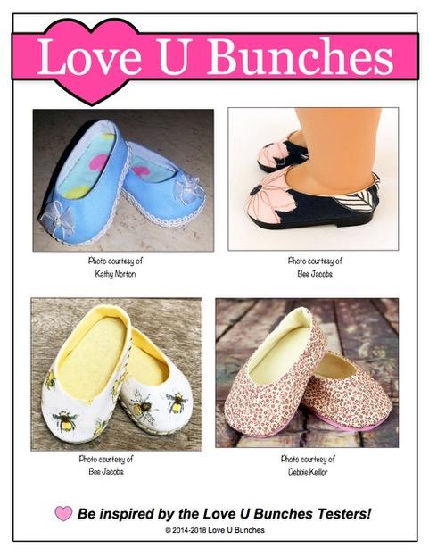 Love U Bunches Shoes Plain Jane 18" Doll Shoe Pattern Pixie Faire