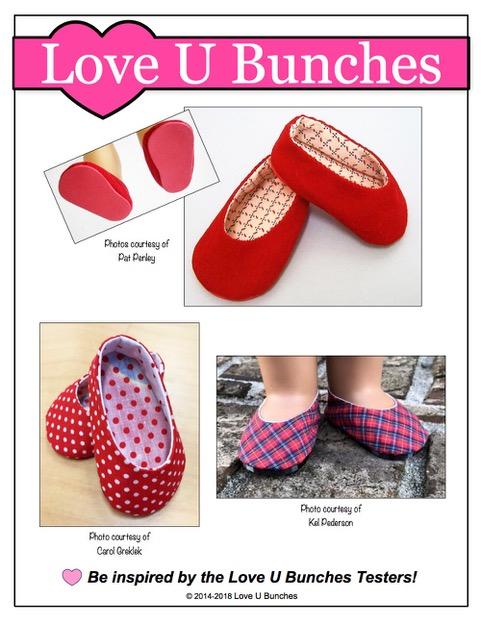 Love U Bunches Shoes Plain Jane 18" Doll Shoe Pattern Pixie Faire