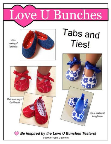 Love U Bunches Shoes Plain Jane 18" Doll Shoe Pattern Pixie Faire