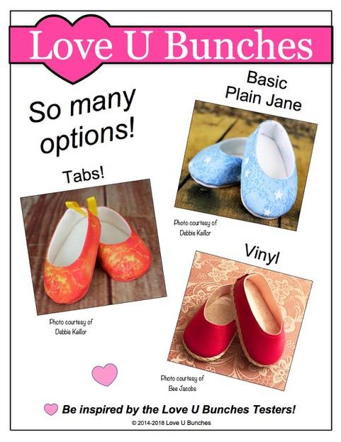 Love U Bunches Shoes Plain Jane 18" Doll Shoe Pattern Pixie Faire