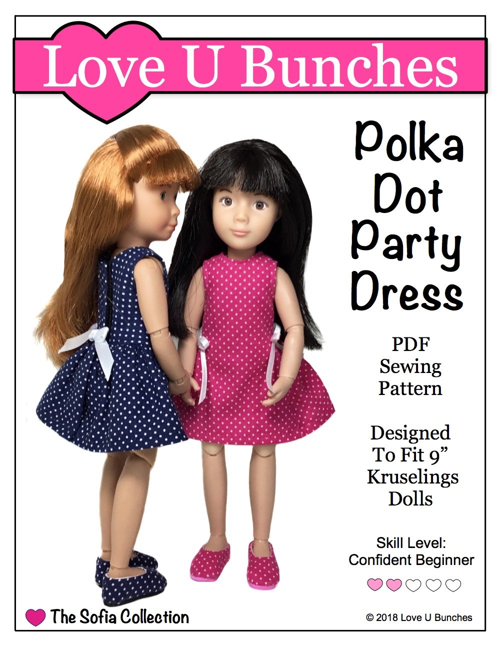 Love U Bunches Kruselings Polka Dot Party Dress Pattern for Kruselings Dolls Pixie Faire