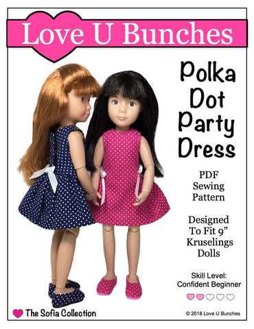Love U Bunches Kruselings Polka Dot Party Dress Pattern for Kruselings Dolls Pixie Faire