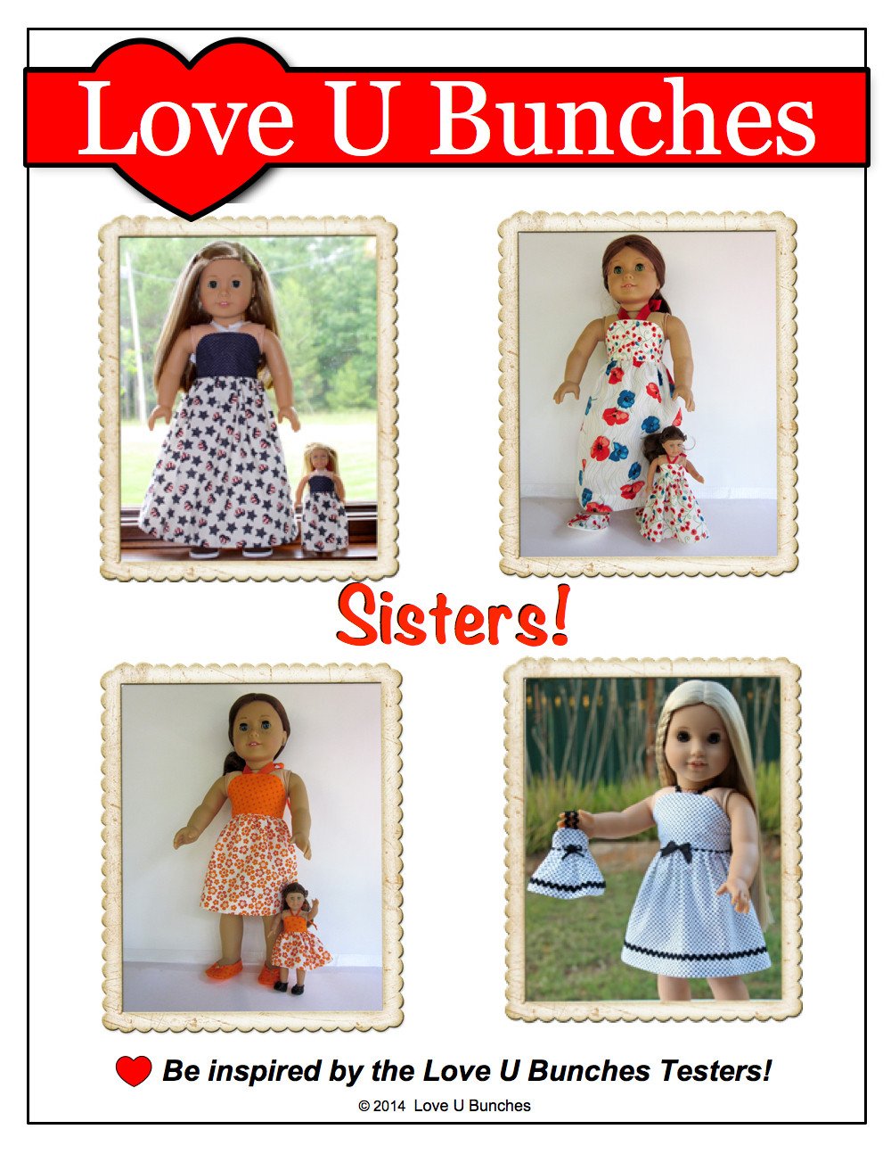 Love U Bunches 18 Inch Modern Simply Summer Sundress Bundle 6" and 18" Doll Clothes Pattern Pixie Faire