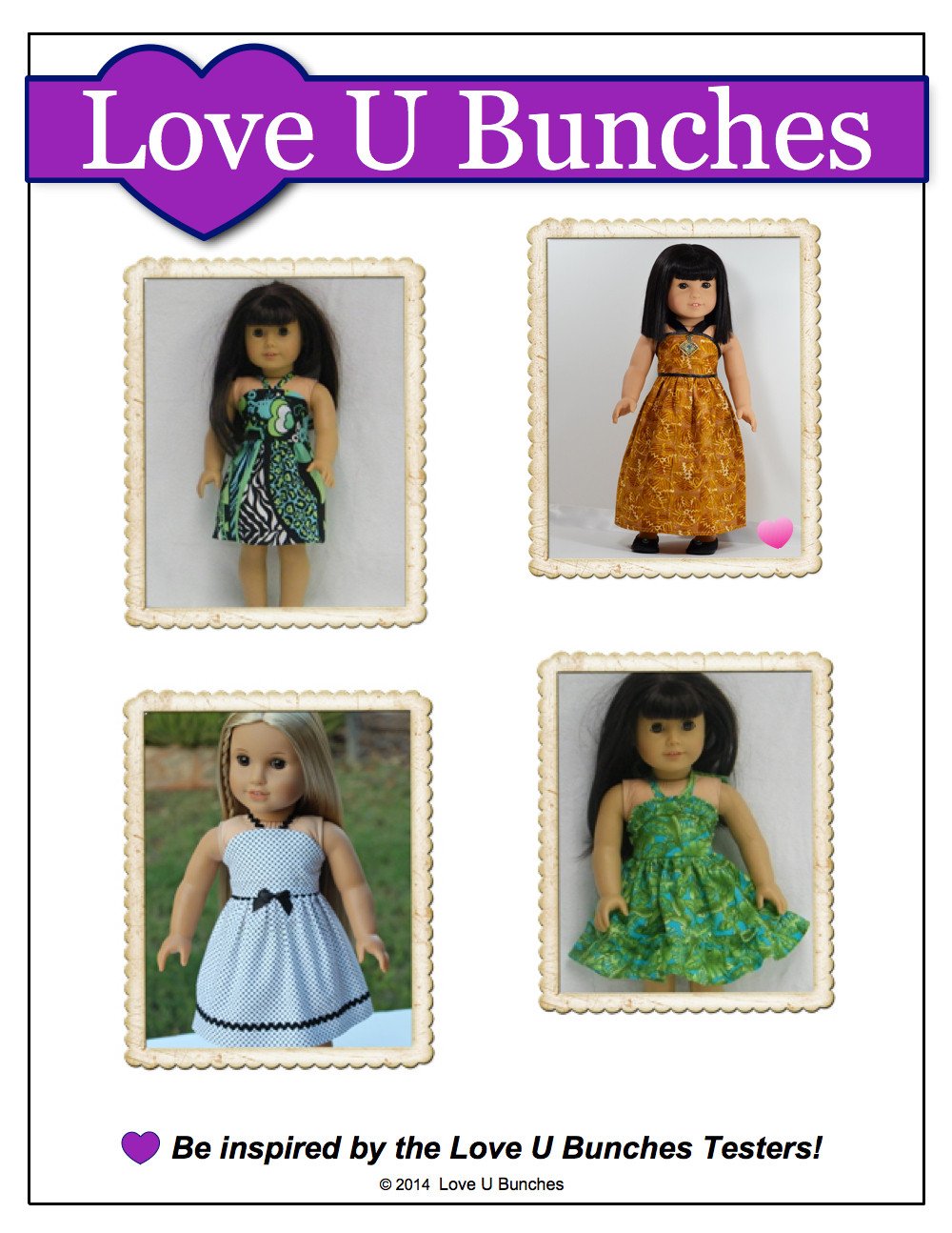 Love U Bunches 18 Inch Modern Simply Summer Sundress 18" Doll Clothes Pattern Pixie Faire
