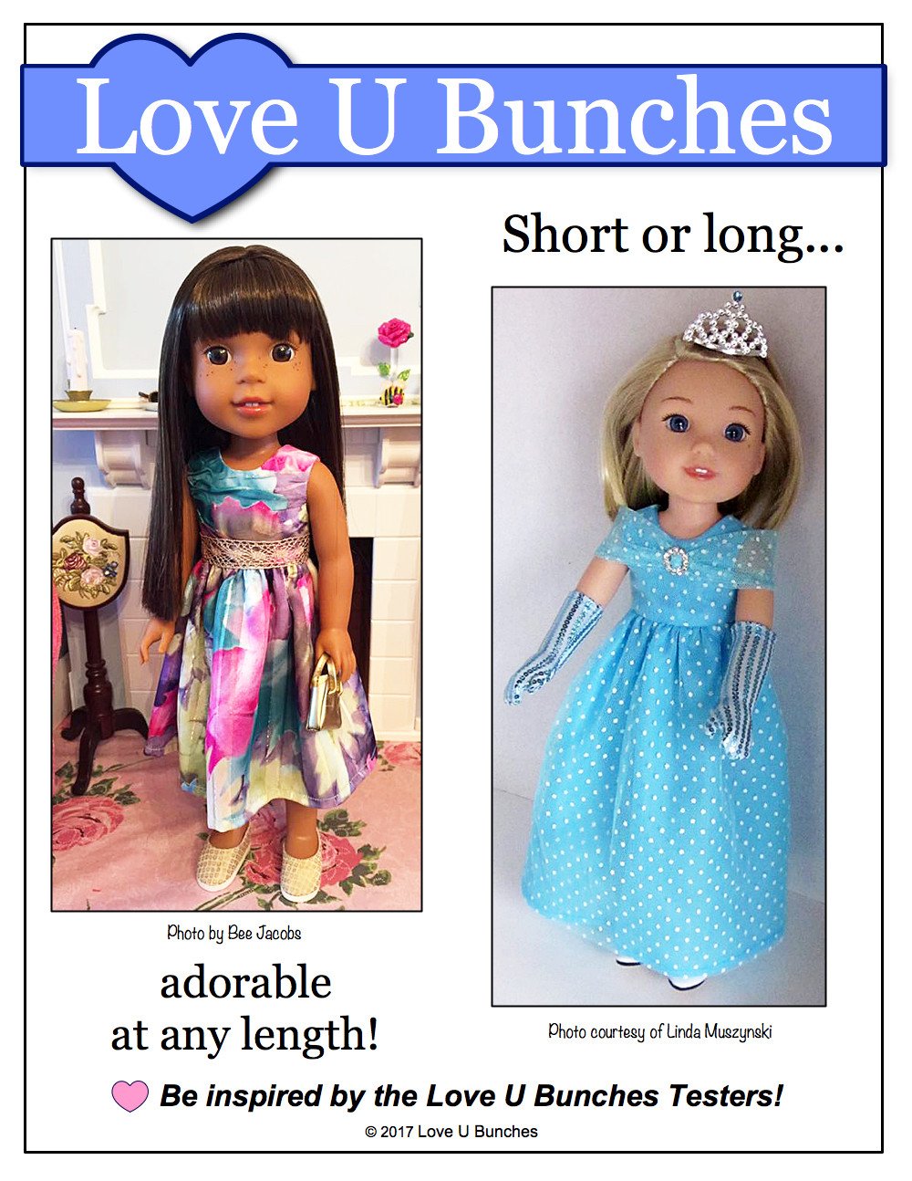 Love U Bunches WellieWishers Princess Anya 14.5" Doll Clothes Pattern Pixie Faire